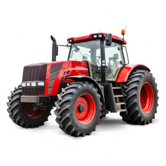Big red agricultural tractor isolated on transparency background PNG