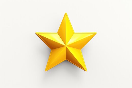 3D yellow star icon isolated on clean studio background