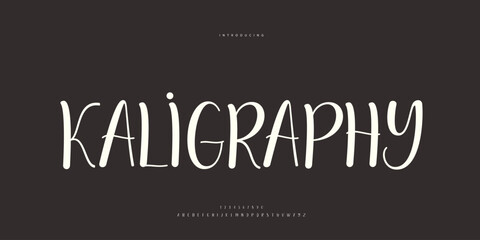 Fototapeta premium Abstract Fashion font alphabet. Minimal modern urban fonts for logo, brand etc. Typography Calligraphy typeface uppercase lowercase and number. vector illustration 
