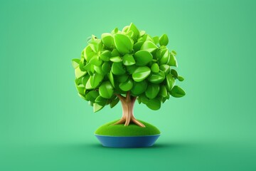 Green tree 3d render image isolated on clean studio background