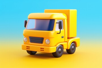 Fototapeta na wymiar Little truck 3D render shipping delivery icon isolated on clean studio background