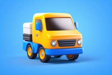 Little truck 3D render shipping delivery icon isolated on clean studio background