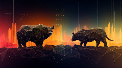 bull and bear financial infographic stock market chart banner