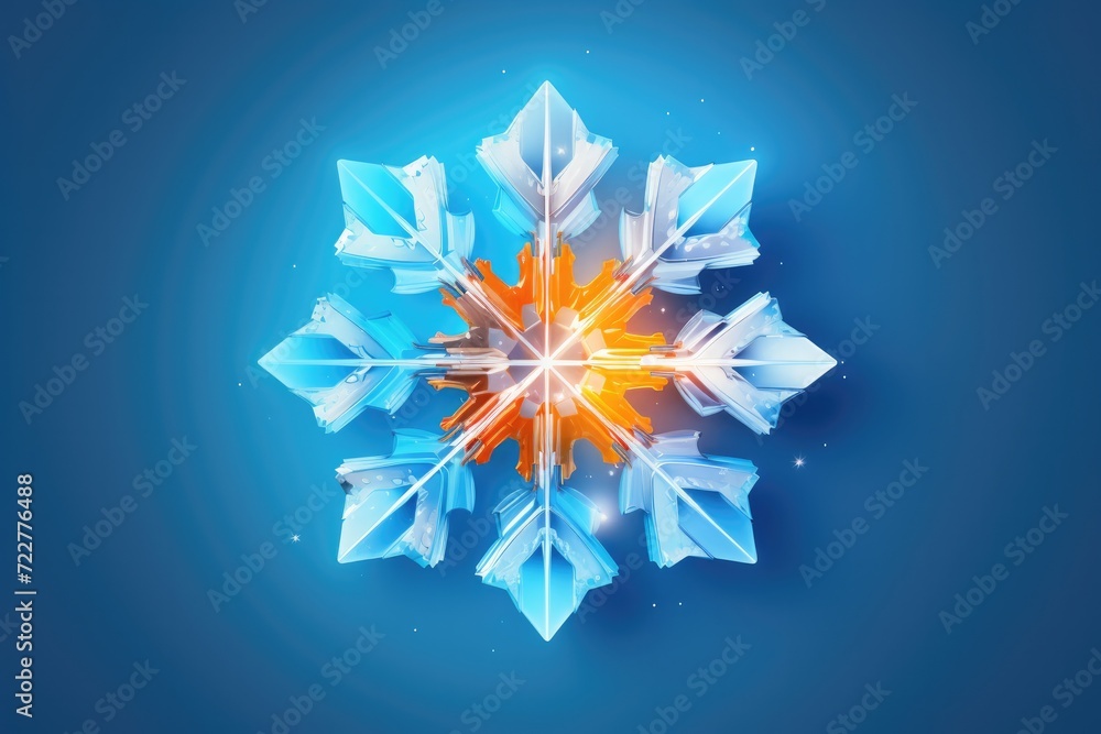 Wall mural snowflake 3d render image isolated on clean studio background