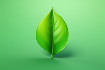 Sustainable eco green leaf 3D render isolated on clean studio background
