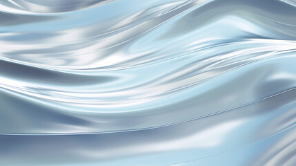 The close up of a glossy metal surface in silver color with a soft focus.