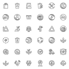 Zero waste line icons set