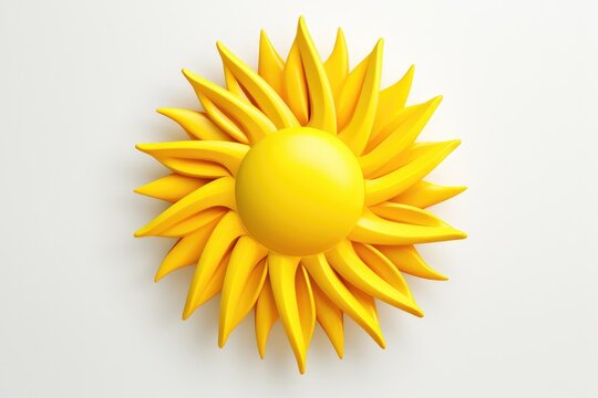 Yellow sun 3d render image isolated on clean studio background