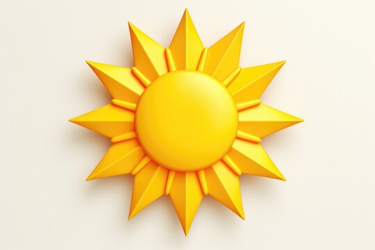 Yellow sun 3d render image isolated on clean studio background