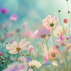 Tranquil Meadow: Flowers Blooming in a Spectrum of Colors