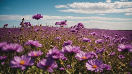 "Purple Flowers Under Blue Sky: Ektachrome Capture