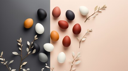 A composition of colorful festive Easter eggs