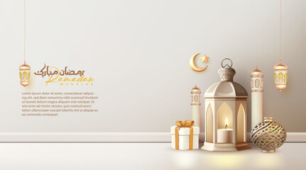 3d realistic Islamic background for Ramadan Eid Mubarak Islamic New Year and Islamic Holiday Event - 722780268