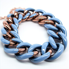Blend of Sky Blue and Bronze Chain Links: Strata Design