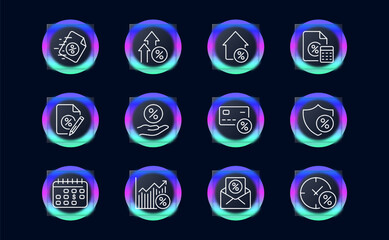 Finance set line icon. Coins, currency, dollar, exchanger, deposit, investment, purchase. Glassmorphism style. Vector line icon for business and advertising