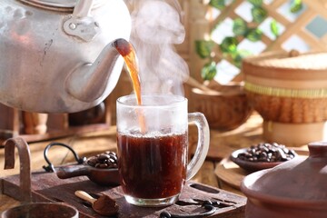 hot coffee on the table