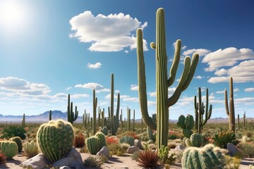 cactus in desert - obrazy, fototapety, plakaty