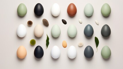 A composition of colorful festive Easter eggs