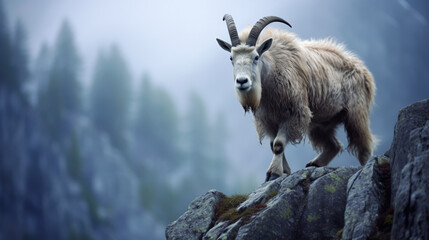 Fototapeta premium Mountain goat climbing