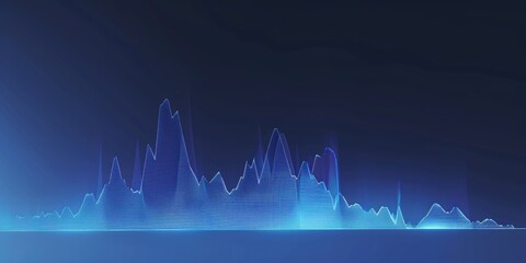 Blue Digital Audio Waveform on Dark Background