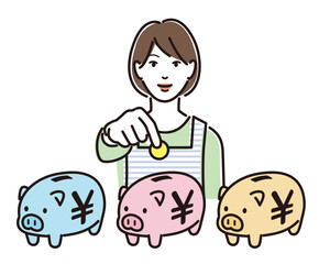 用途別にお金を管理する主婦