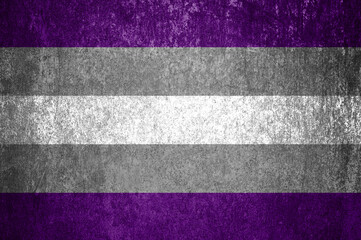 Grey asexuality flag on metal surface. Grey asexuality flag is one of the sexual minority of LGBT community