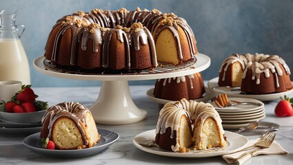 "Bundt Bliss: Iced Delight with Fruit Finale