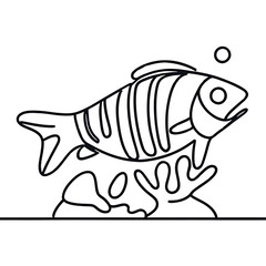 Fish doodling vector illustration background