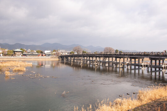 Panoramic Winter view at Arashiyama, Kyoto, Japan