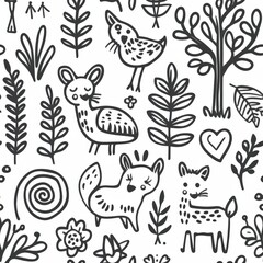 Whimsical Nature and Animals Pattern