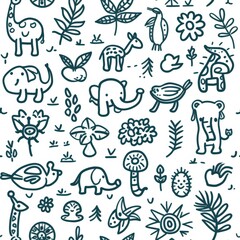 Whimsical Nature and Animals Pattern