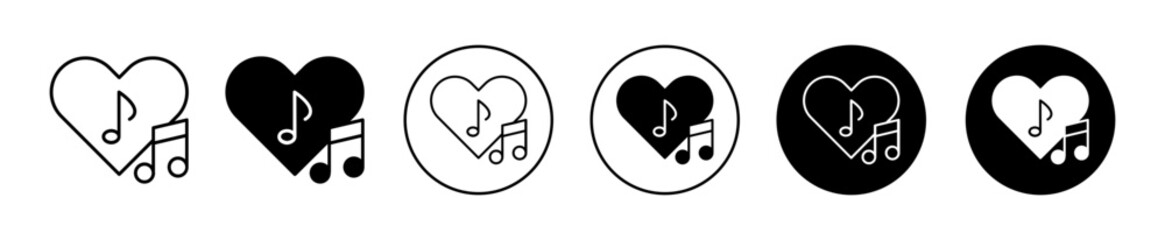 love Music vector icon set collection. love Music Outline flat Icon.