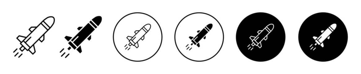 Missile vector icon set collection. Missile Outline flat Icon.