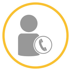 Button grau orange mit Person und Telefon Icon: Mitarbeiter oder Ansprechpartner