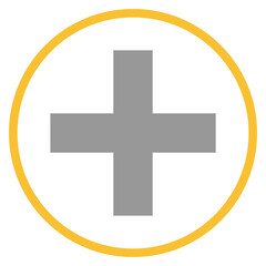 Button grau orange mit Plus Icon: Hinzufügen