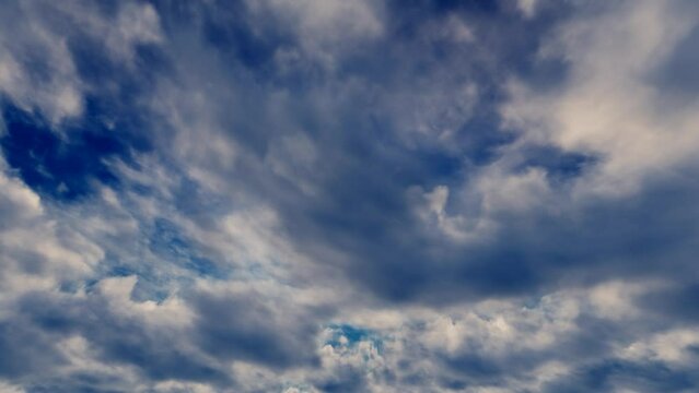 Time-lapse photography of sudden changes in wind and clouds, dark clouds covering the sun and sunny changes to overcast
