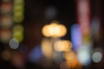 Defocus background of the street at Shinsaibashi at night. Osaka, Japan