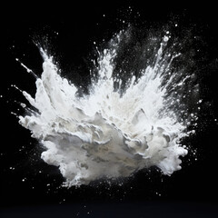 Dramatic White Powder Explosion: High-Impact Visual on Black Background