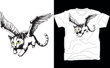 Flying Cat ,Funny Cat , Cat with Wings , Black Cat ,Cat ,Kitty,