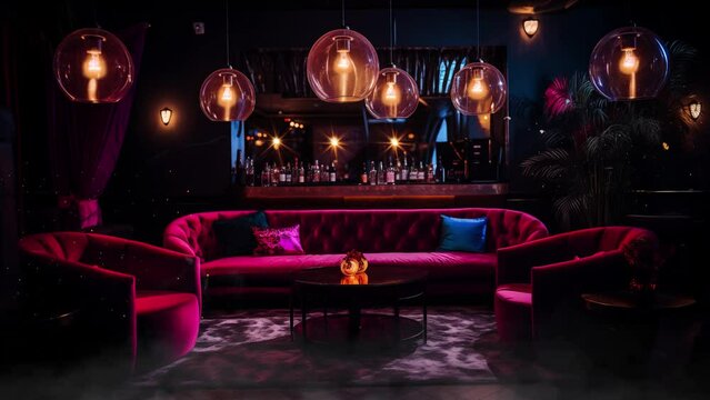 Soulful RB Lounge A chic lounge with velvet seating seamless looping overlay 4k virtual video animation background 