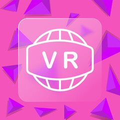 VR apps line icon. Virtual reality, gaming, technology, gadget, device, progress. Glassmorphism style. Vector line icon for business and advertising