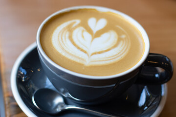 Top down view of a cup of cappuccino