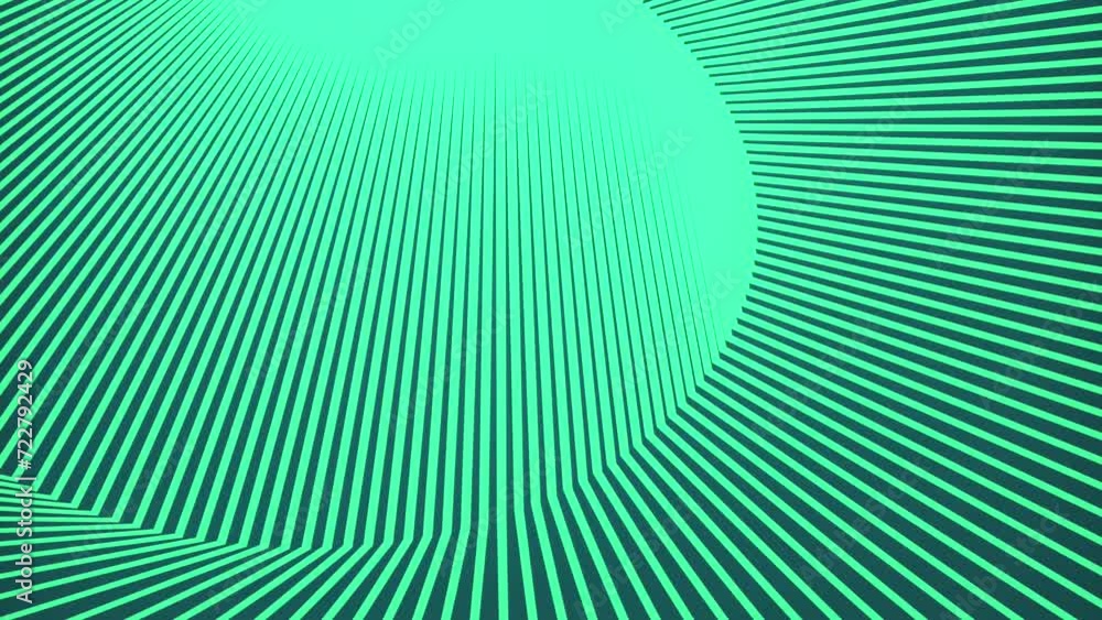 Poster Bright green area with a pattern of wavy lines. 3d rendering loop animation 4K