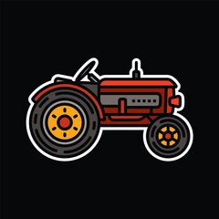 Original vector illustration. The contour icon of a retro tractor, agricultural and industrial purpose.