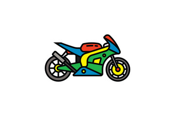 Fototapeta na wymiar Original vector illustration. The contour icon of a racing sports motorcycle. Superbike.