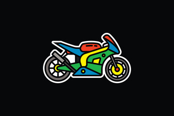 Original vector illustration. The contour icon of a racing sports motorcycle. Superbike.