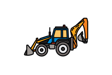 Fototapeta premium Original vector illustration. Contour icon of a tractor on wheels, for agricultural and industrial purposes.