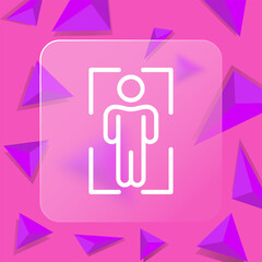 Human scanner line icon. Biometric data, password, information security, gadget, device, computer. Glassmorphism style. Vector line icon for business and advertising
