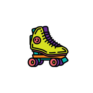 Original vector illustration. A contour icon. Vintage roller skates.