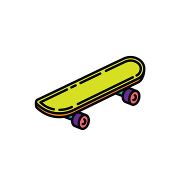 Original vector illustration. A contour icon. Vintage skateboard.